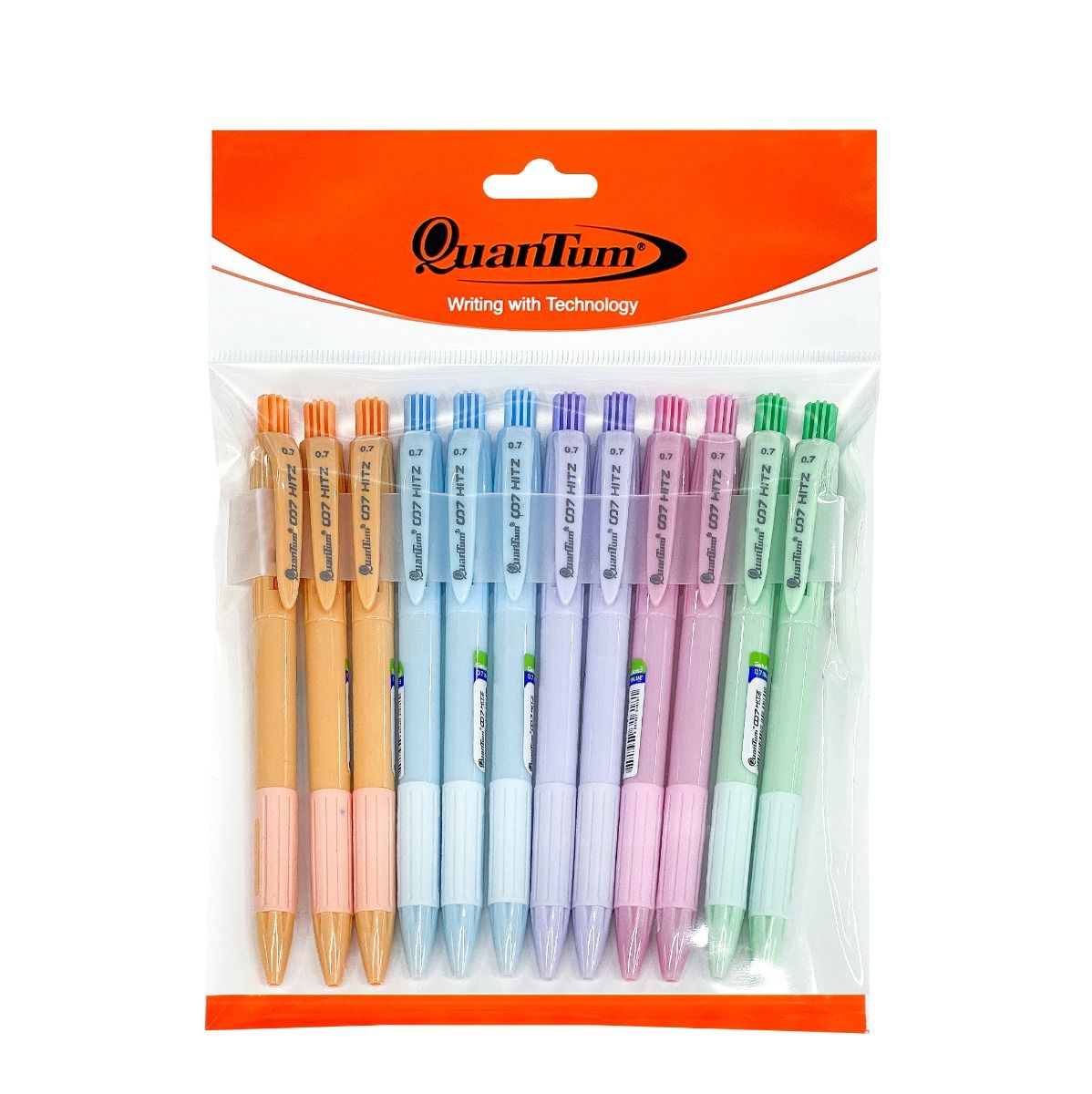 ปากกาลูกลื่น 0.7มม. ควอนตั้ม 007 Hitz Pastel หมึกสีน้ำเงิน (12ด้าม/แพ็ค)